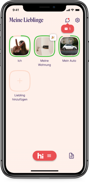 Screenshot vom Dashboard der Versicherungs-App Sophia