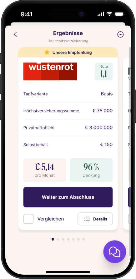 Screenshot der Versicherungs-App Sophia