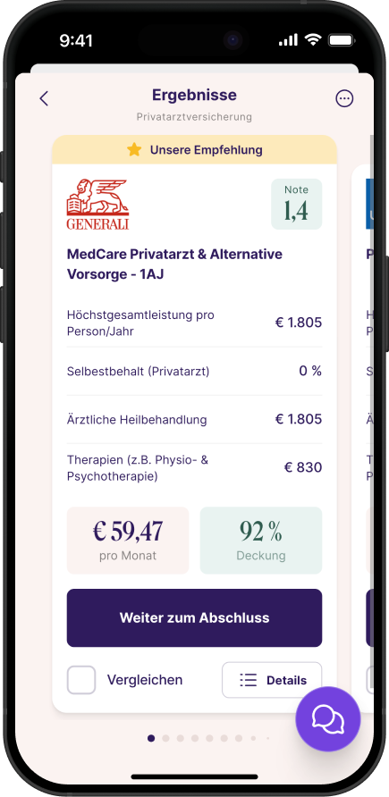 Screenshot der Versicherungs-App Sophia