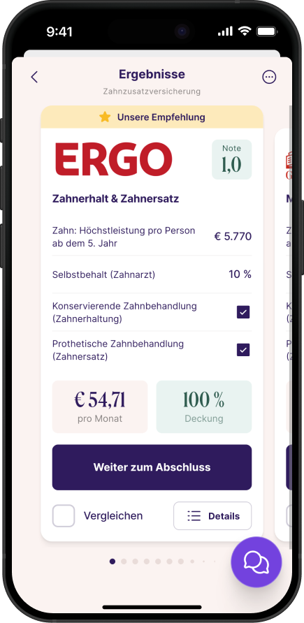 Screenshot der Versicherungs-App Sophia