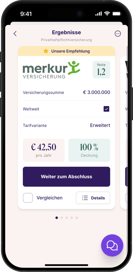 Screenshot der Versicherungs-App Sophia