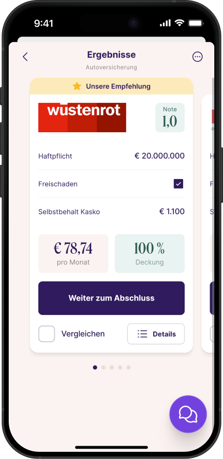 Screenshot der Versicherungs-App Sophia