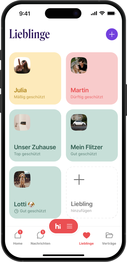 Screenshot der Versicherungs-App Sophia