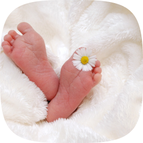 Ein Foto von Füßen von einem Baby, das die Babygarantie der Privatarzt-Versicherung symbolisiert.