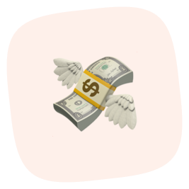 Emoji Dollarscheine mit Flügeln